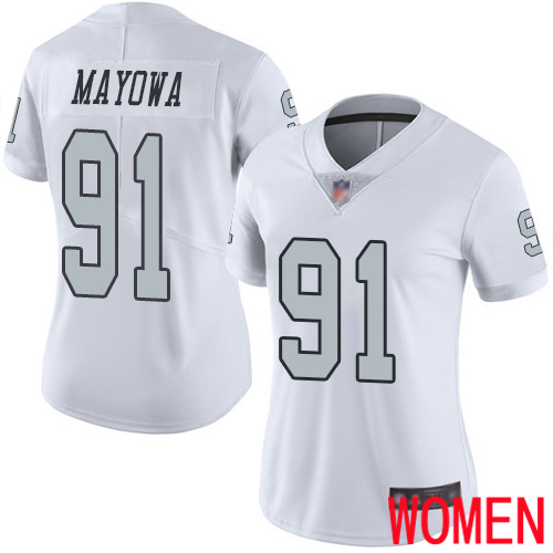 Oakland Raiders Limited White Women Benson Mayowa Jersey NFL Football #91 Rush Vapor Jersey->women nfl jersey->Women Jersey
